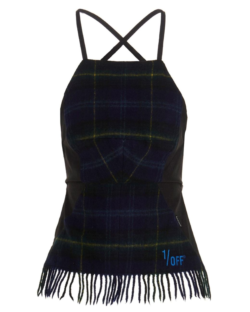 1/OFF Black 'checked Scarf' Top