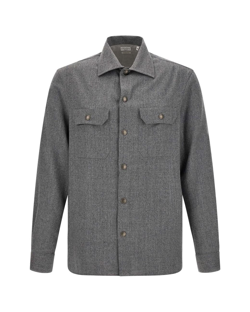 Brunello Cucinelli Gray Flannel Overshirt for men