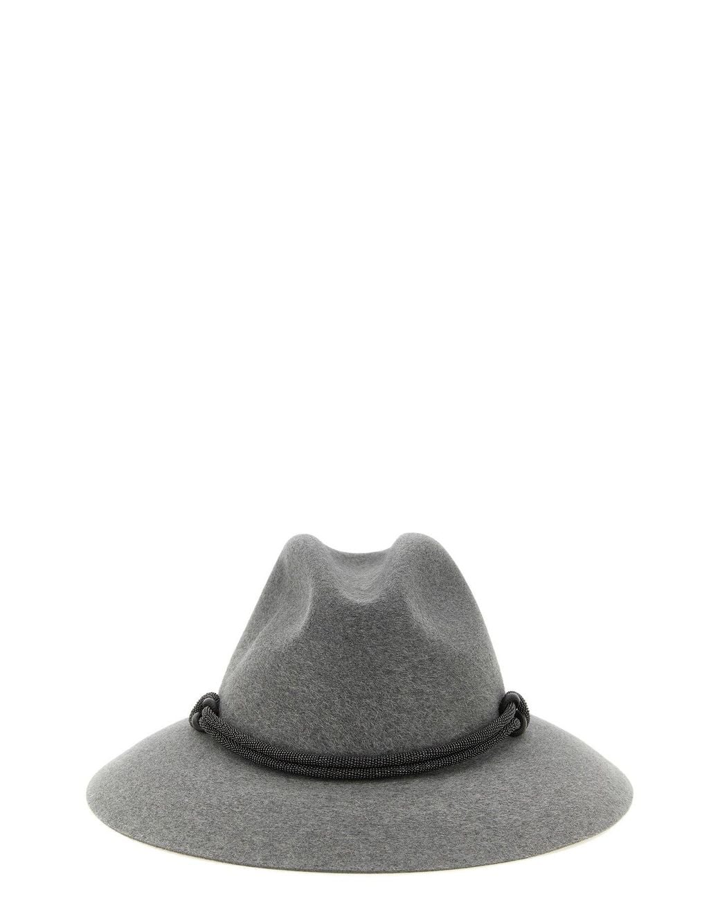 Brunello Cucinelli Gray Felt Fedora Hat