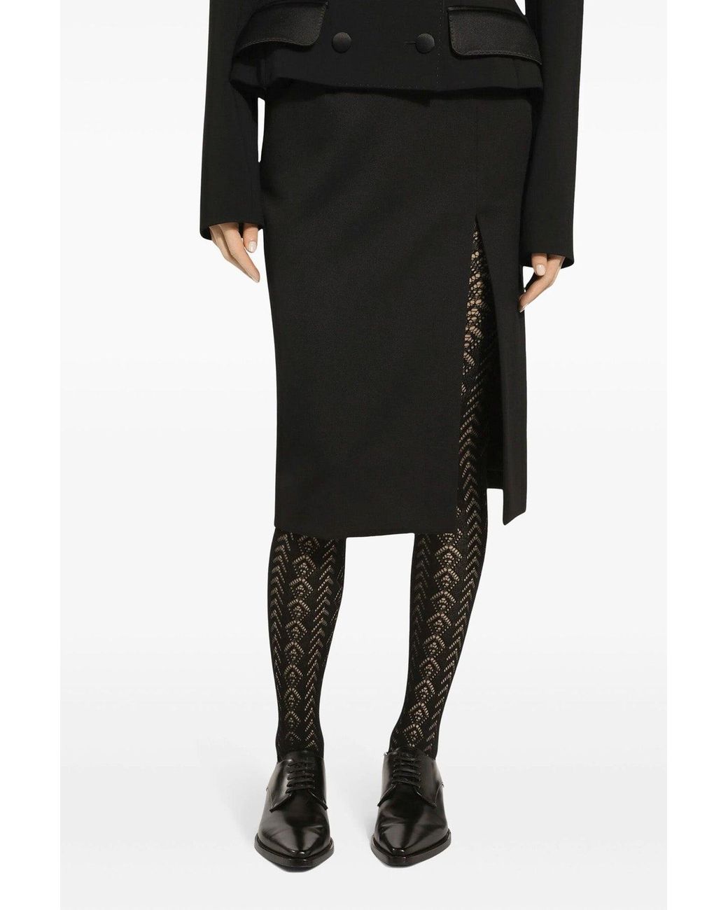 Dolce & Gabbana Black Wool 'Slit' Skirt