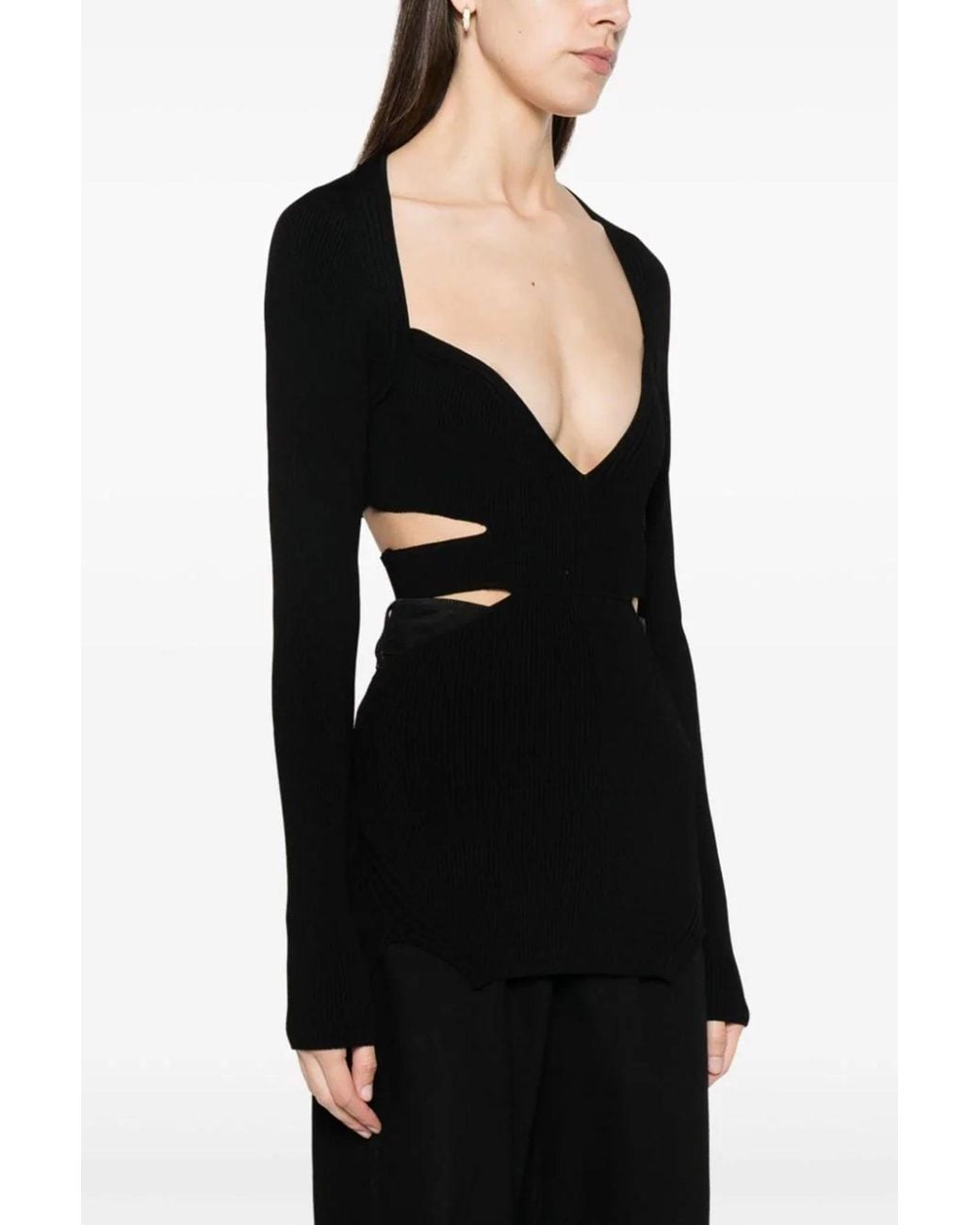 Nensi Dojaka Black 'Knit Stretch Cut-Out' Top