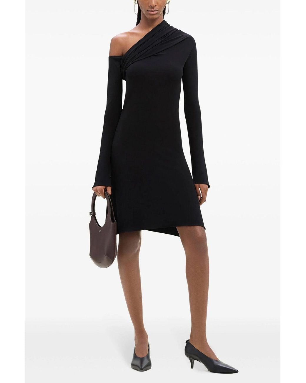 Courreges Black 'Twist One Sleeve Crepe' Dress