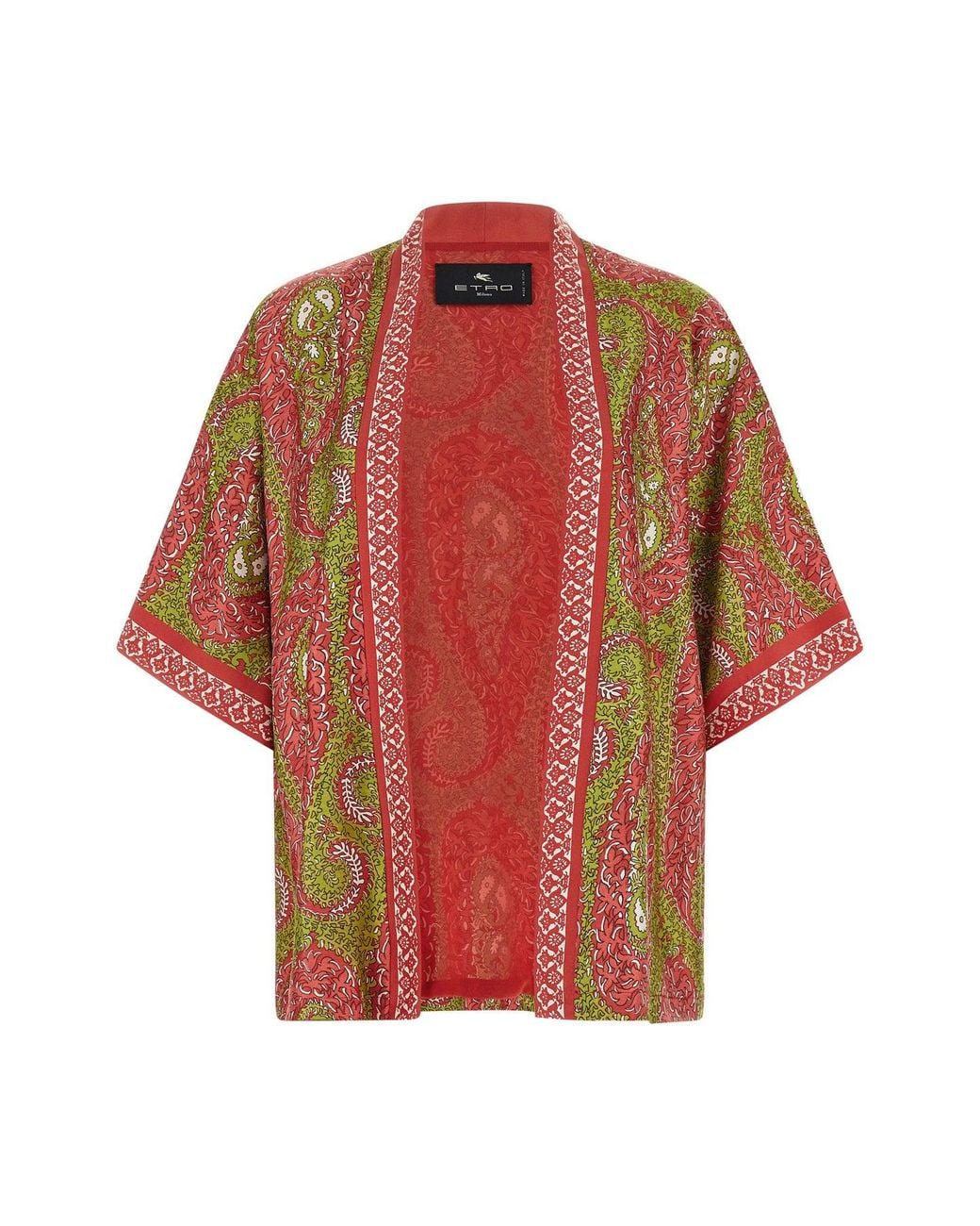 Etro Red Silk Kesa Cardigan Paisley Print