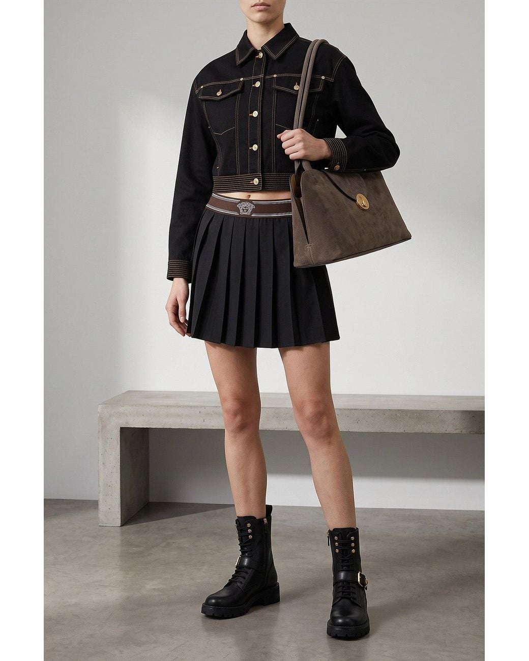 Versace Black Pleated Skirt
