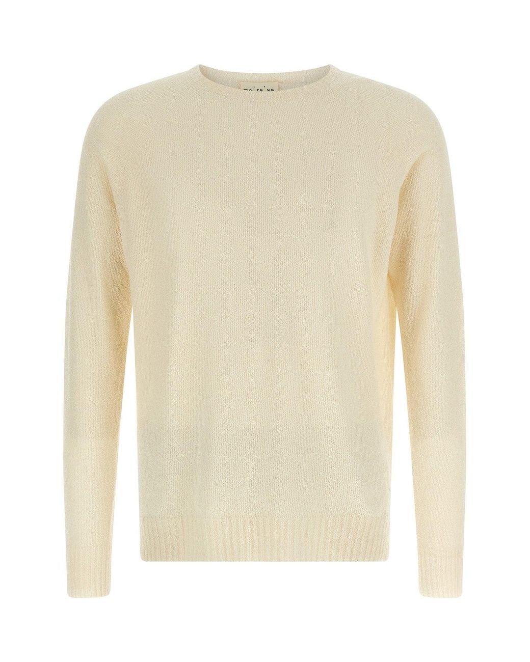 Ma'ry'ya Natural Crewneck Sweater With Raglan Sleeves for men
