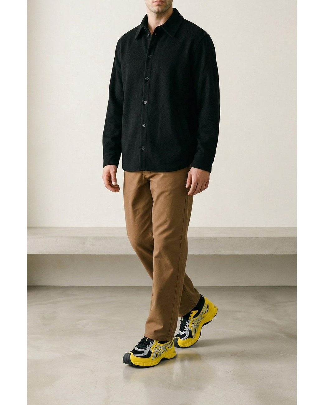 Séfr Black Lenny Shirt Wool Cashmere Relaxed Fit for men