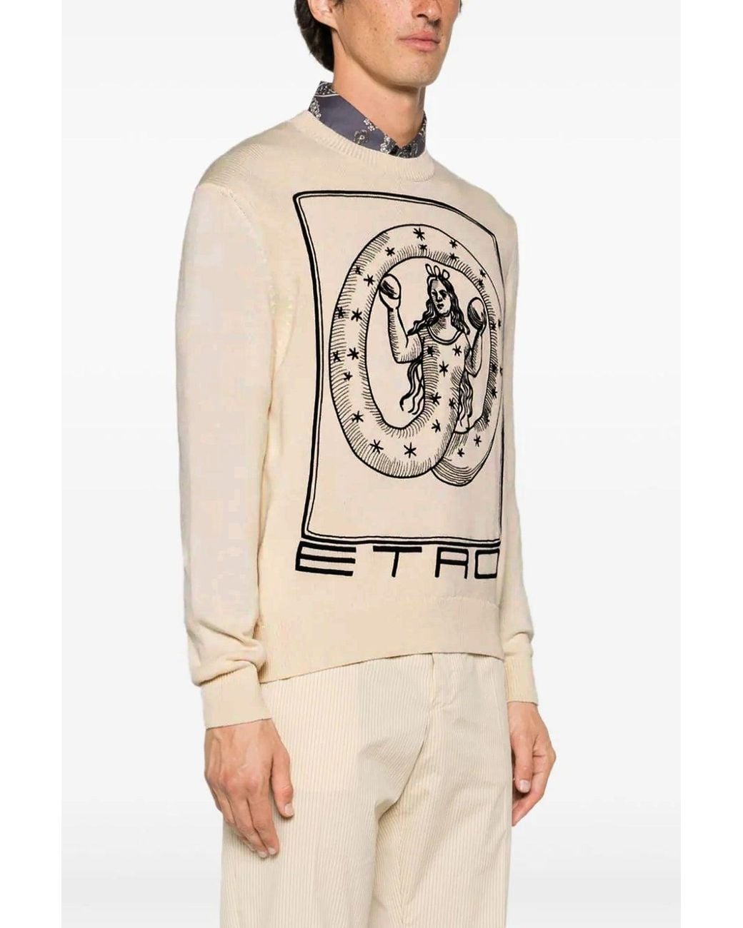 Etro Natural Sweater 'Logo Embroidery' for men
