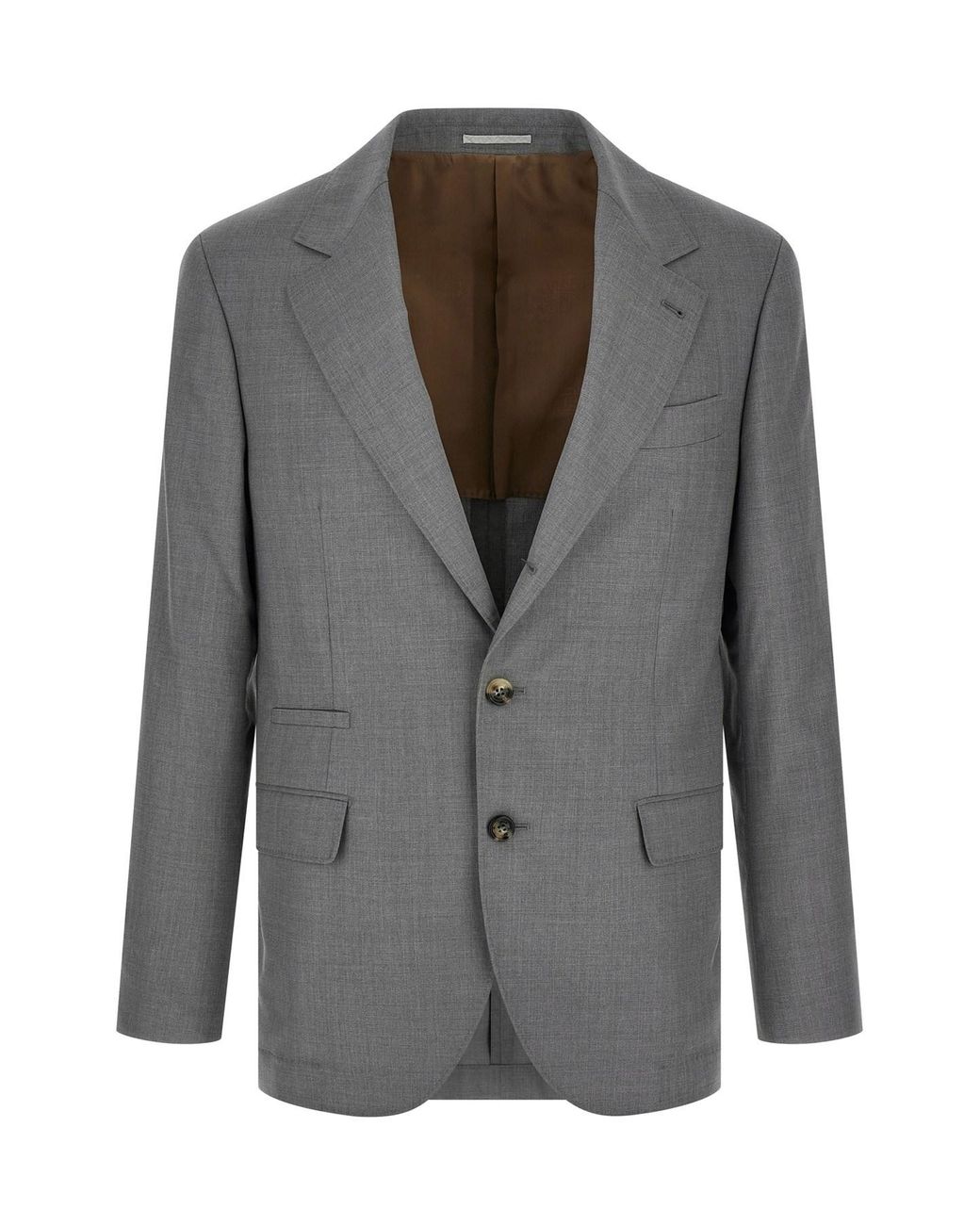 Brunello Cucinelli Gray Hopsack Blazer for men