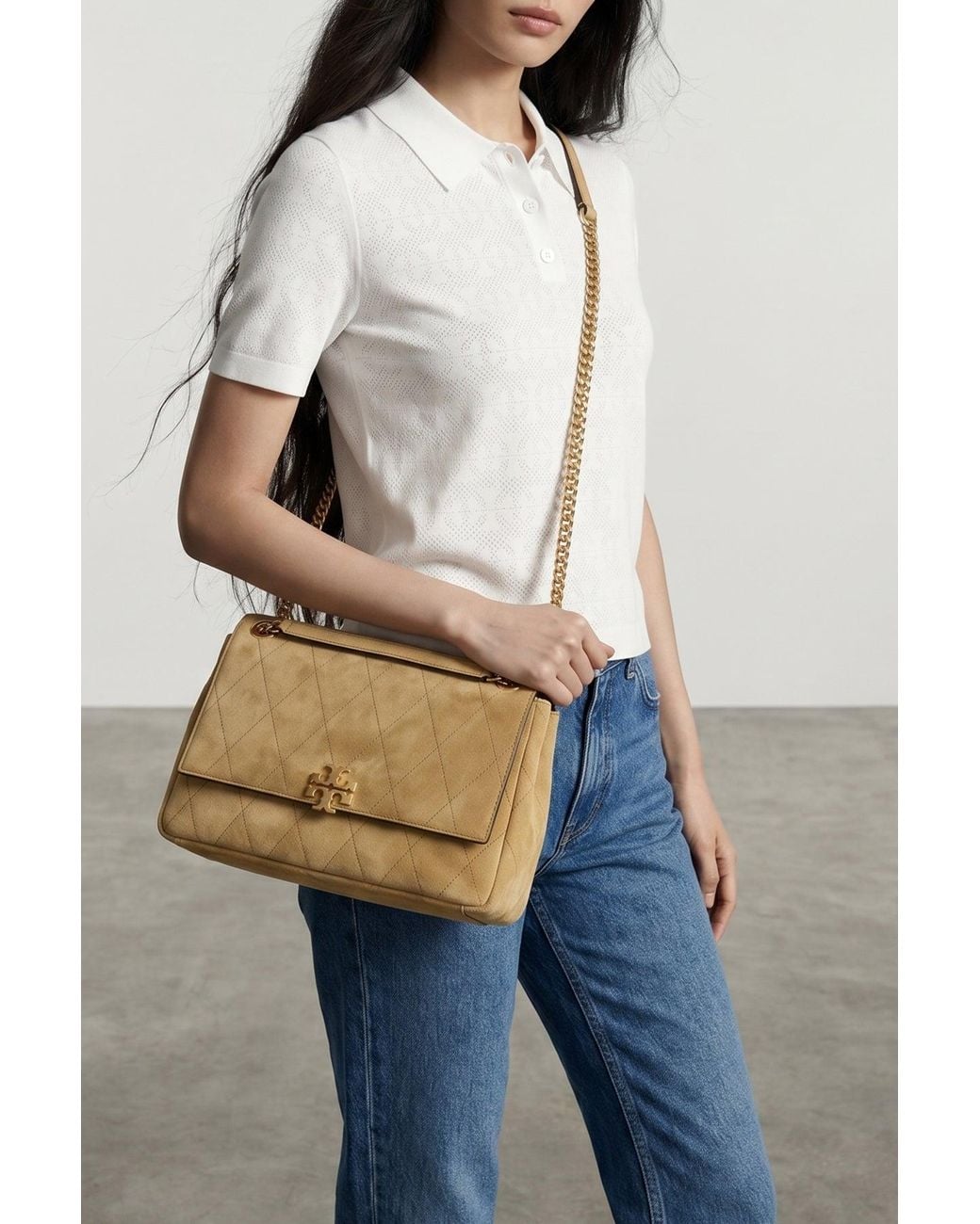 Tory Burch Metallic 'Charlie' Medium Shoulder Bag