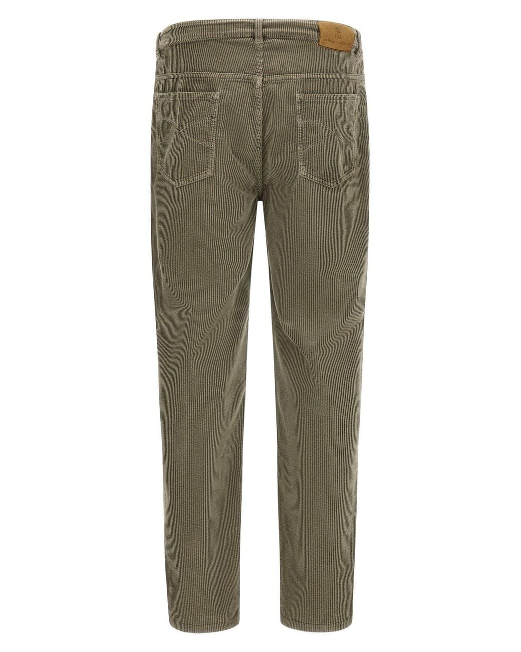 Brunello Cucinelli Green Corduroy Pants for men
