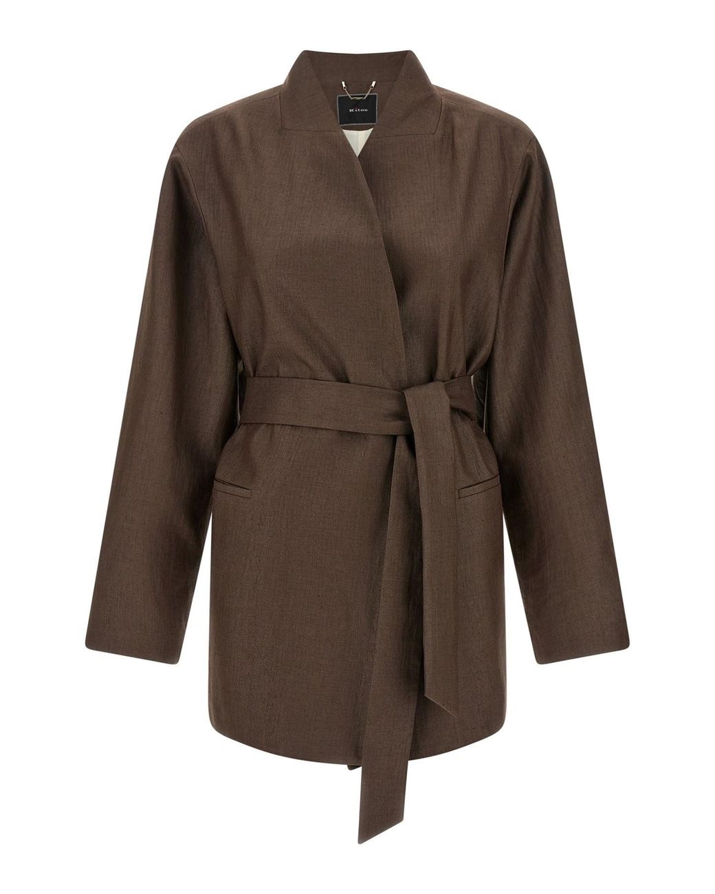 Kiton Brown Linen Blend Blazer