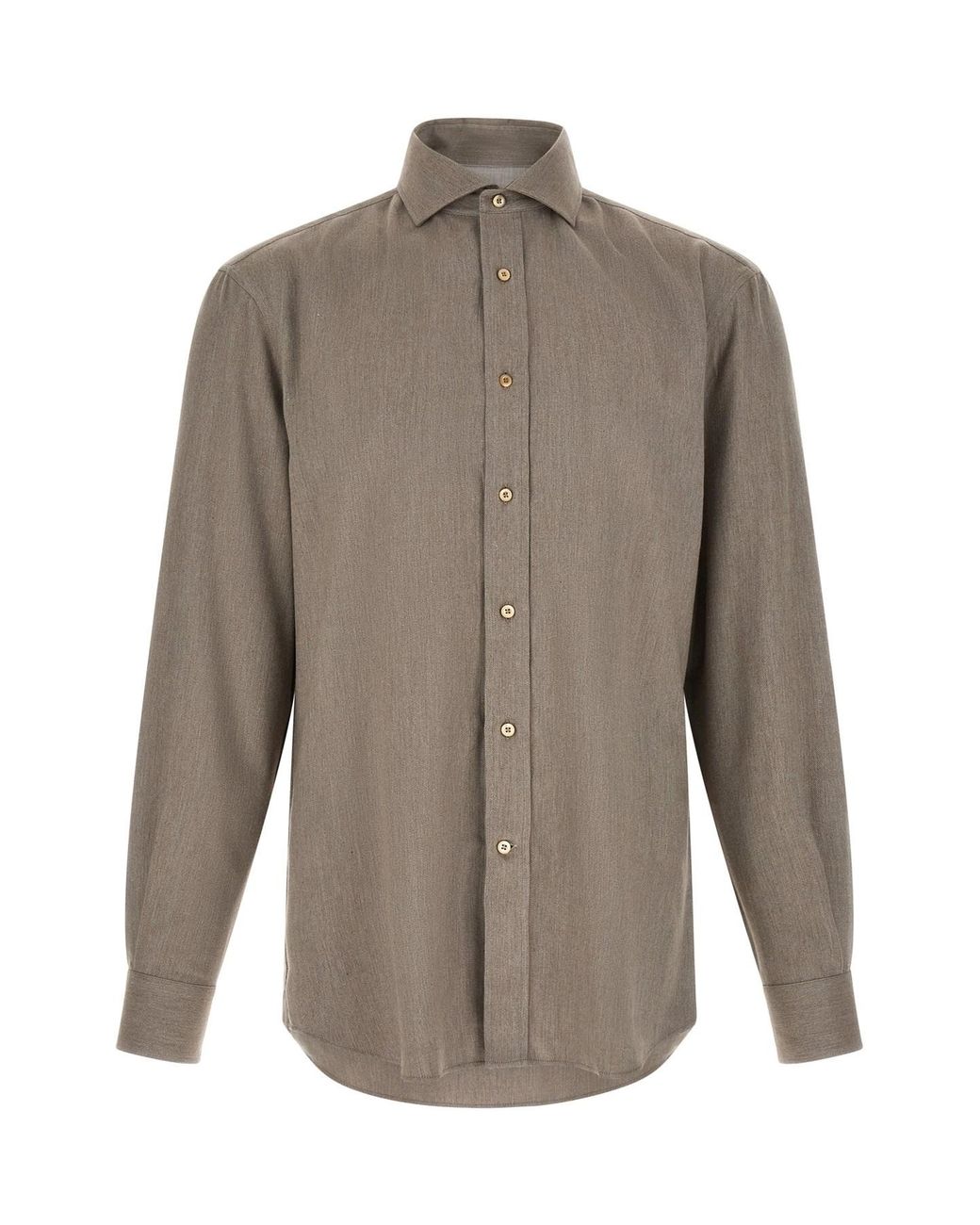 Brunello Cucinelli Gray Herringbone Shirt for men
