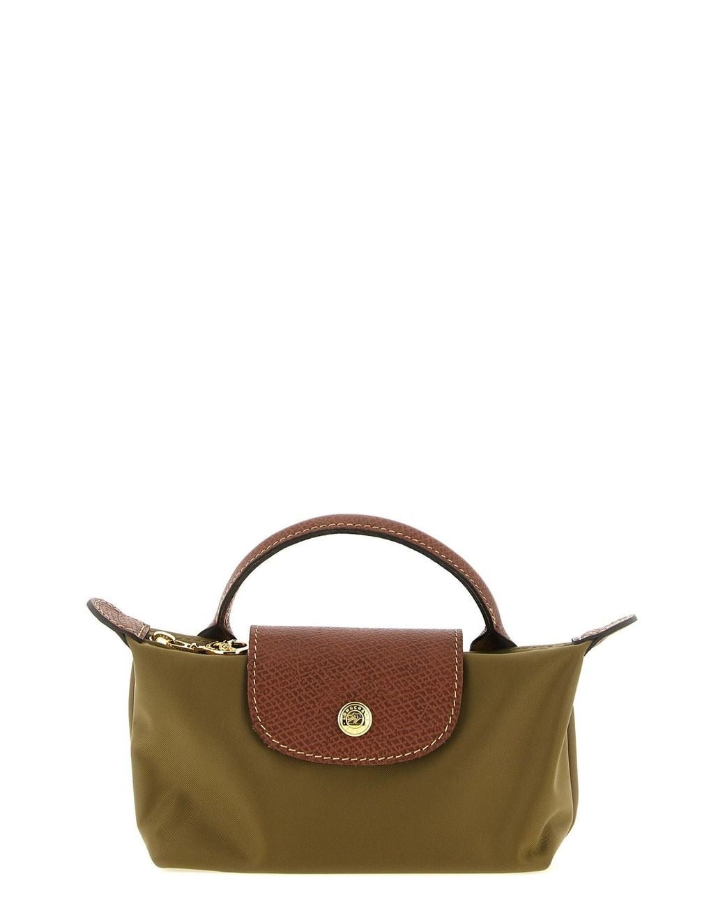 Longchamp Brown Clutch Bag With 'le Pliage Original' Handle