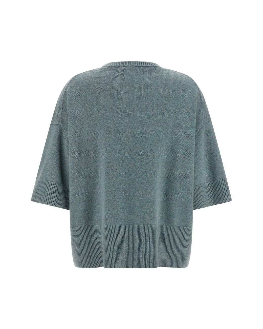 Extreme Cashmere Blue Crewneck Sweater With Ribbed Trims