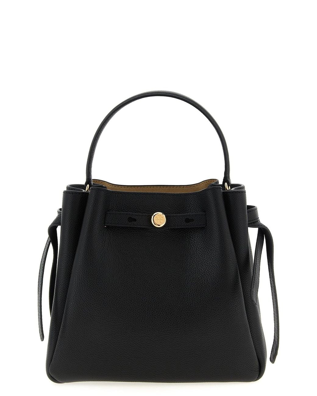 Tory Burch Black Bucket Bag With Logo Button