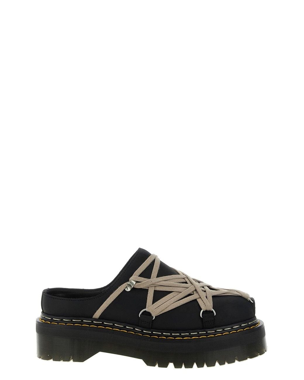Rick Owens Black Mule 'Quadsolemegalace' Dr. Martens X Rickowens for men