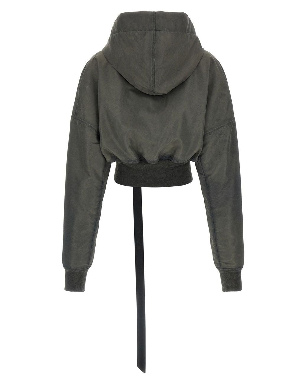 Rick Owens Black Hooded Cropped Flight Bomber Jacket