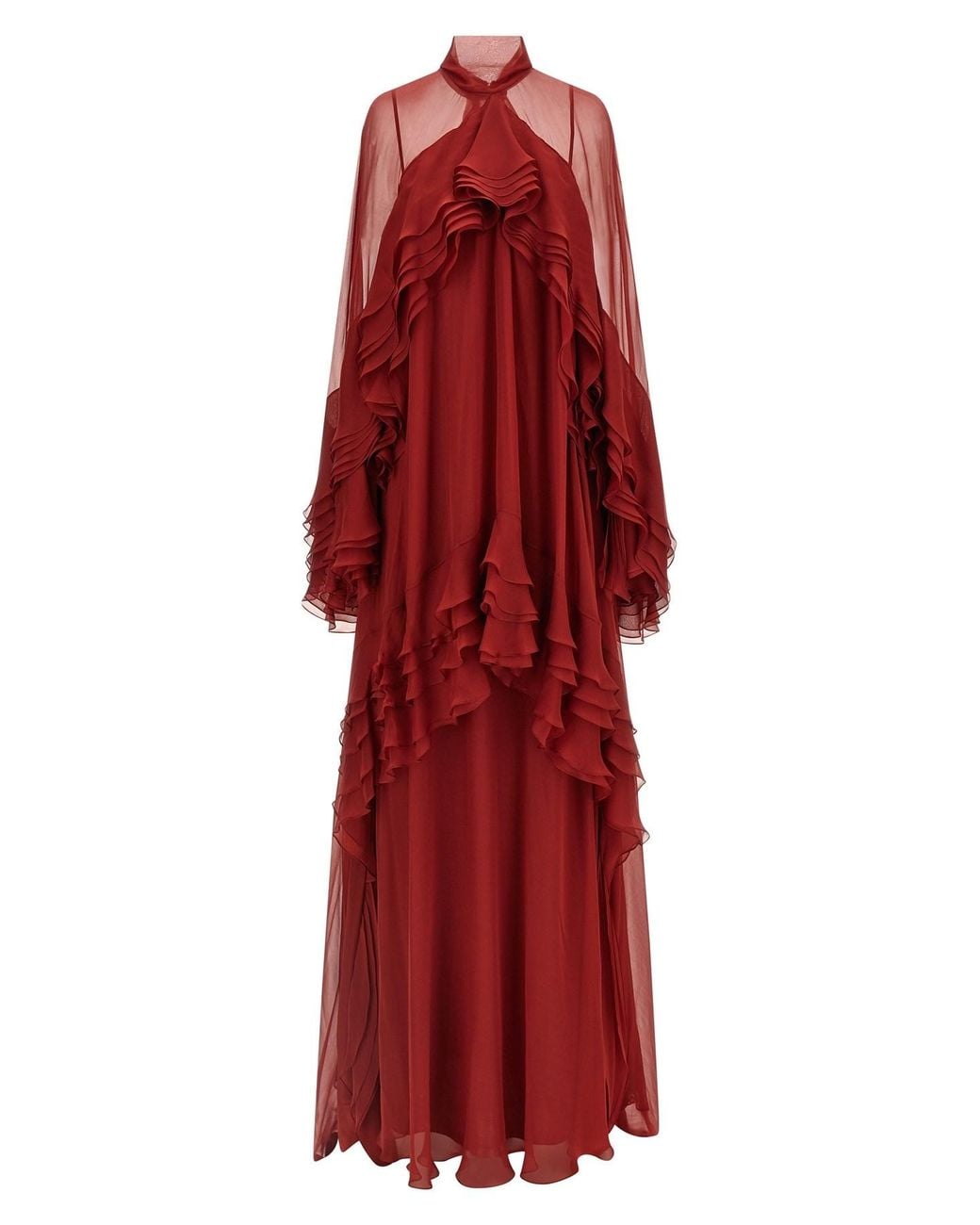 Alberta Ferretti Red Ruffle Dress