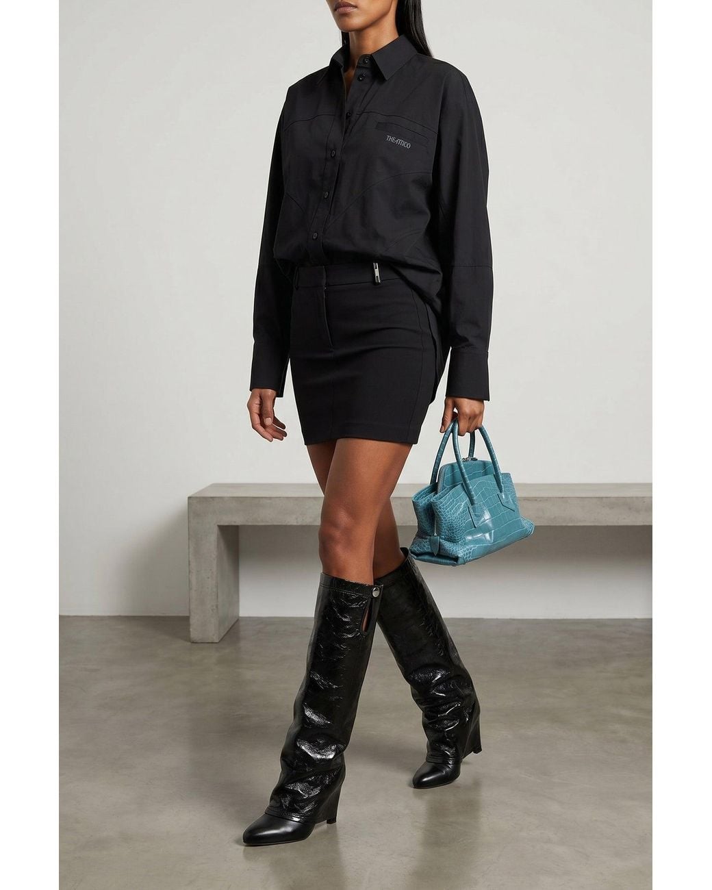 The Attico Black Shaped Hem Shirt