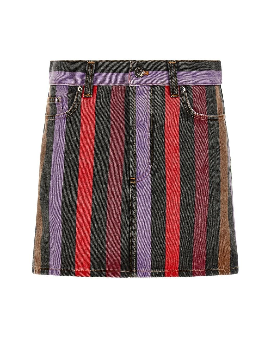 Versace Red Striped Denim Skirt