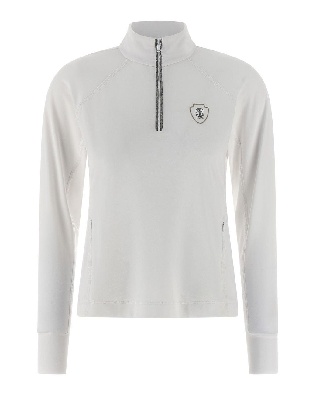 Brunello Cucinelli White Precious Half-Zip Top