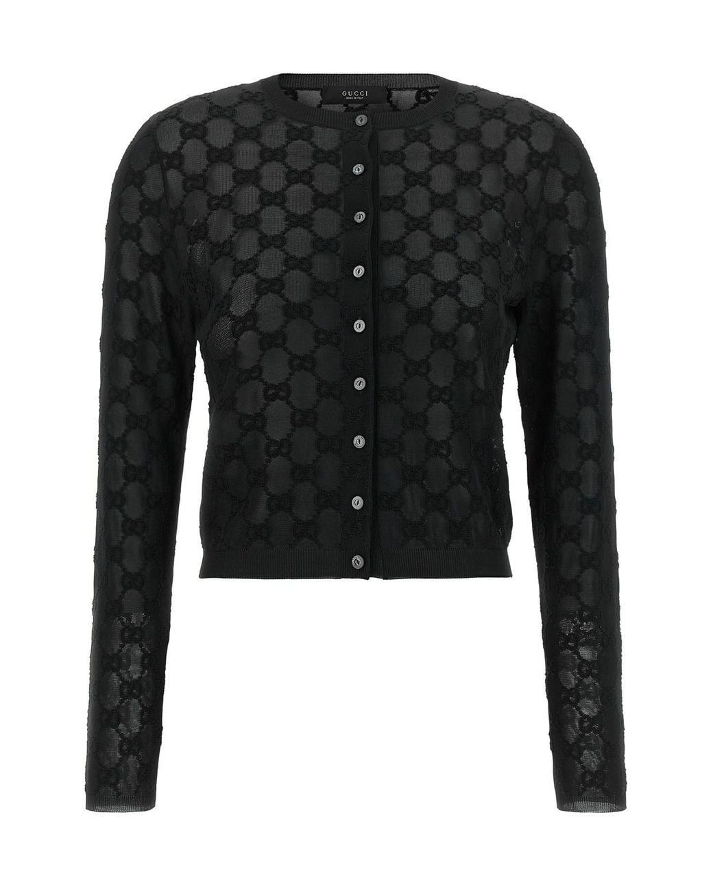 Gucci Black Gg Embroidery Cardigan