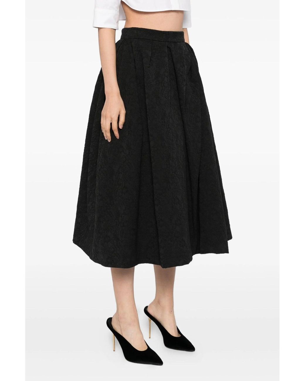 Carolina Herrera Black Midi Skirt 'Full Midi Skirt'