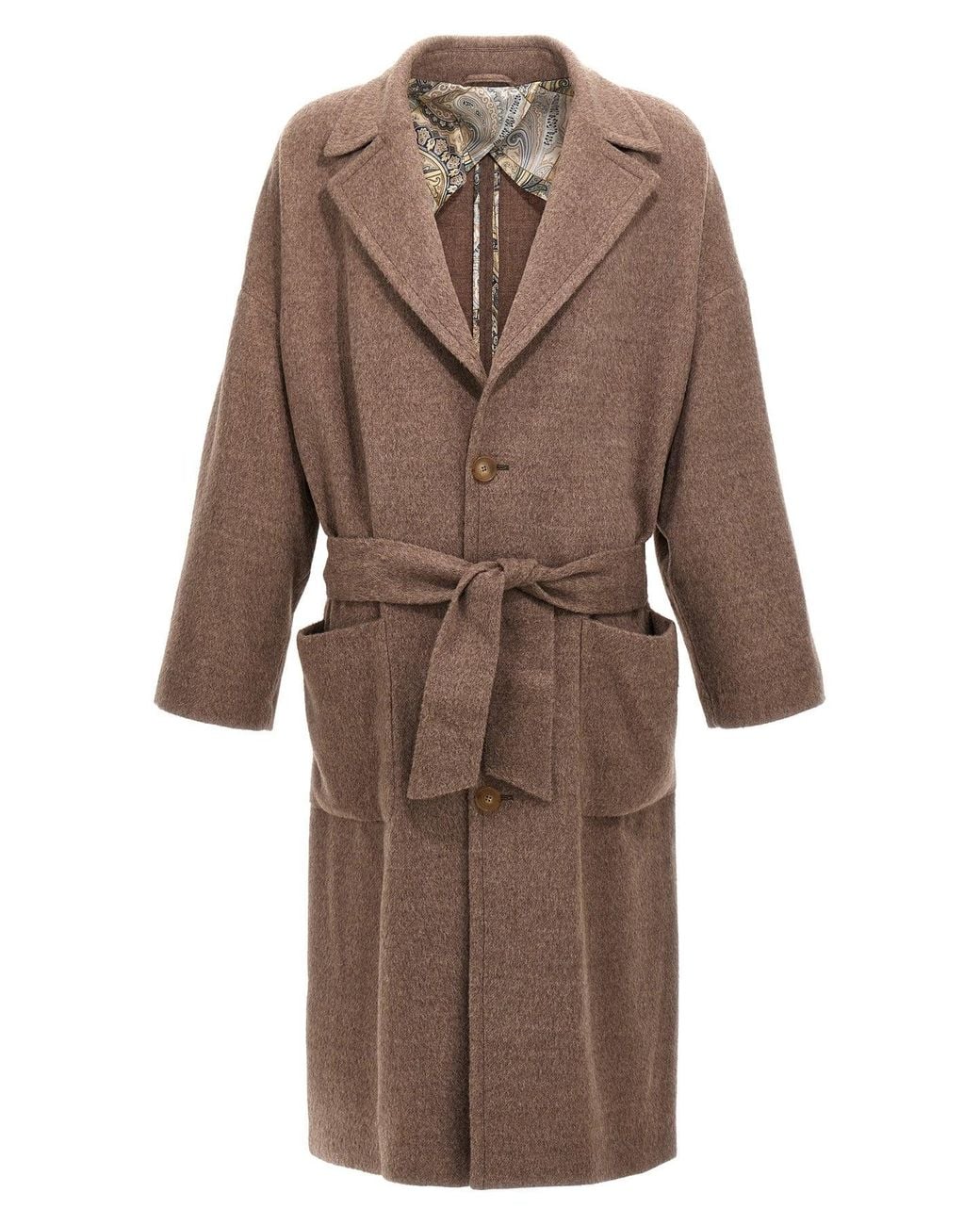 Etro Brown 'Belted Coat' Coat for men