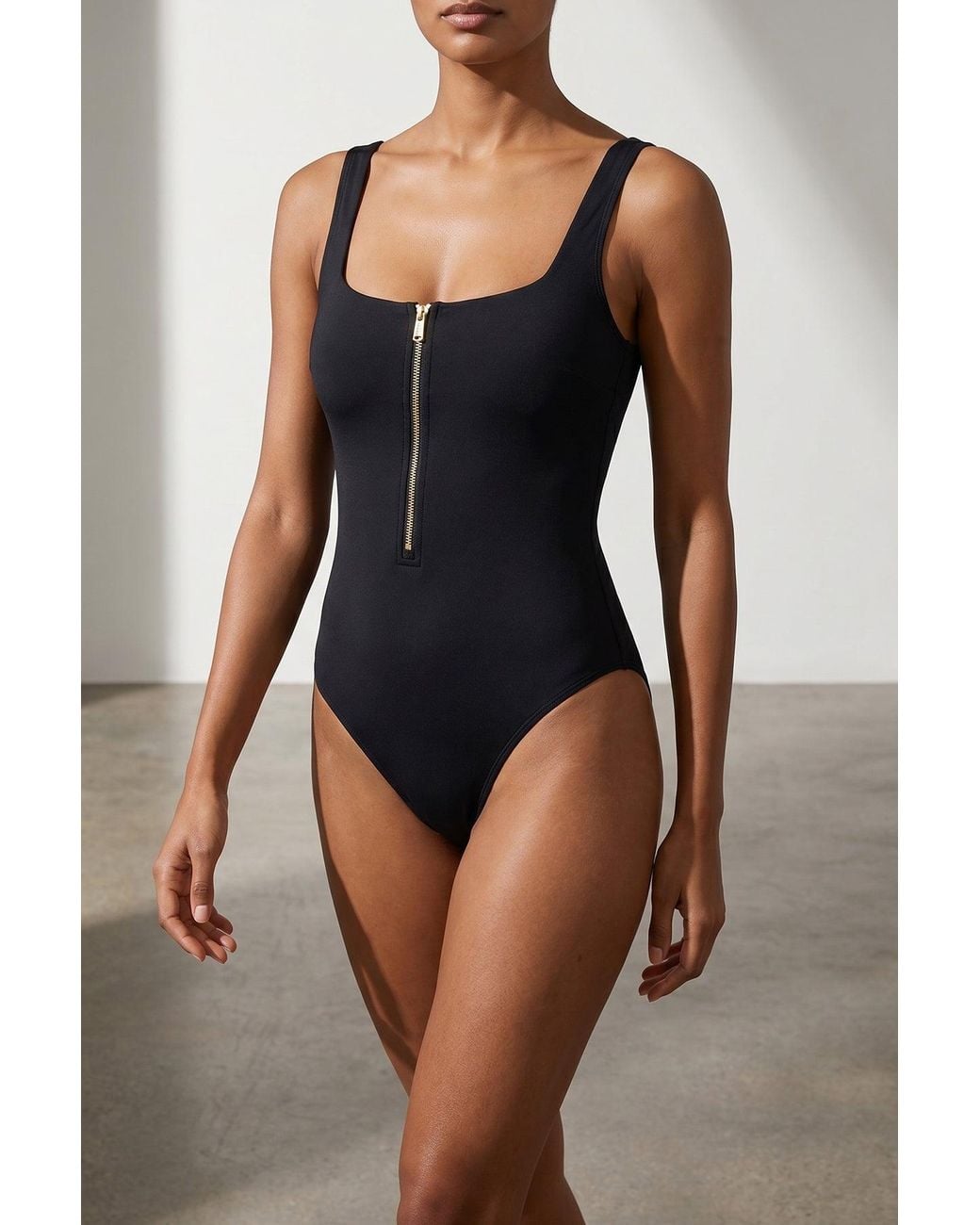 Goldbergh Black One-Piece Swimsuit With Front Zipper