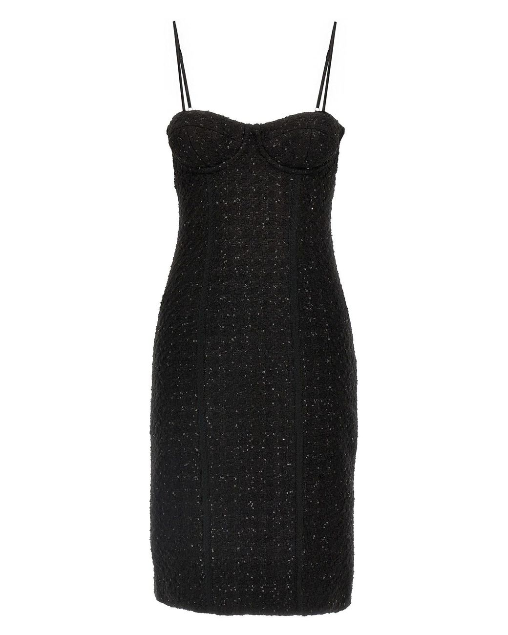 ROTATE BIRGER CHRISTENSEN Black Bouclé Midi Dress