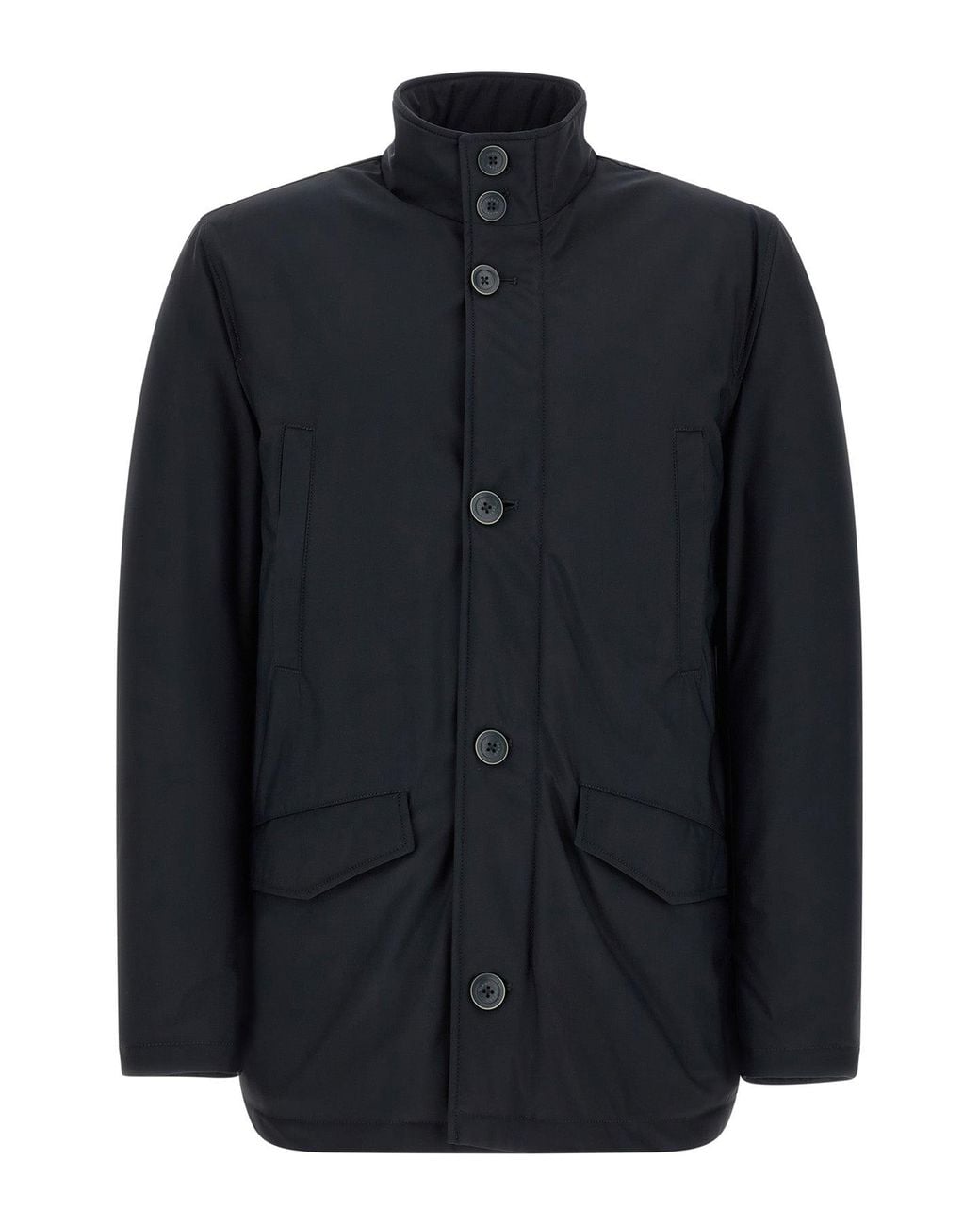 Herno Black Technical Fabric Jacket With Stand Collar for men