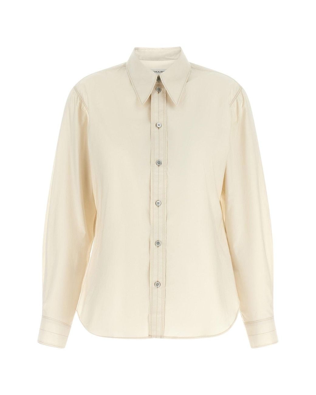 Lemaire Natural Shirt Pointed Collar Contrast Stitching