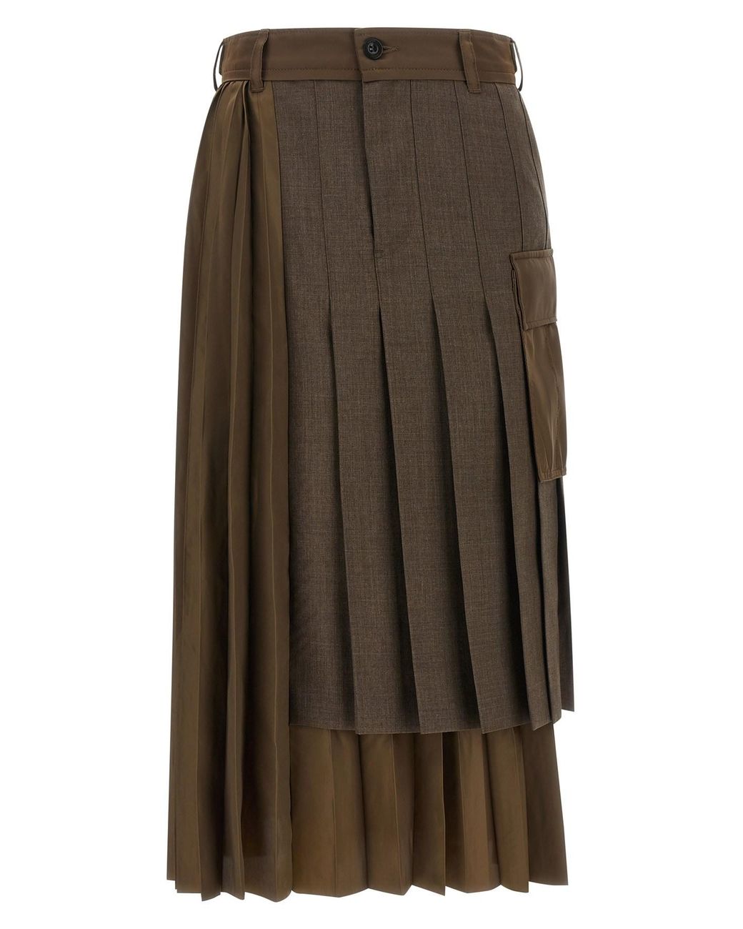 Sacai Brown Hybrid Construction Skirt