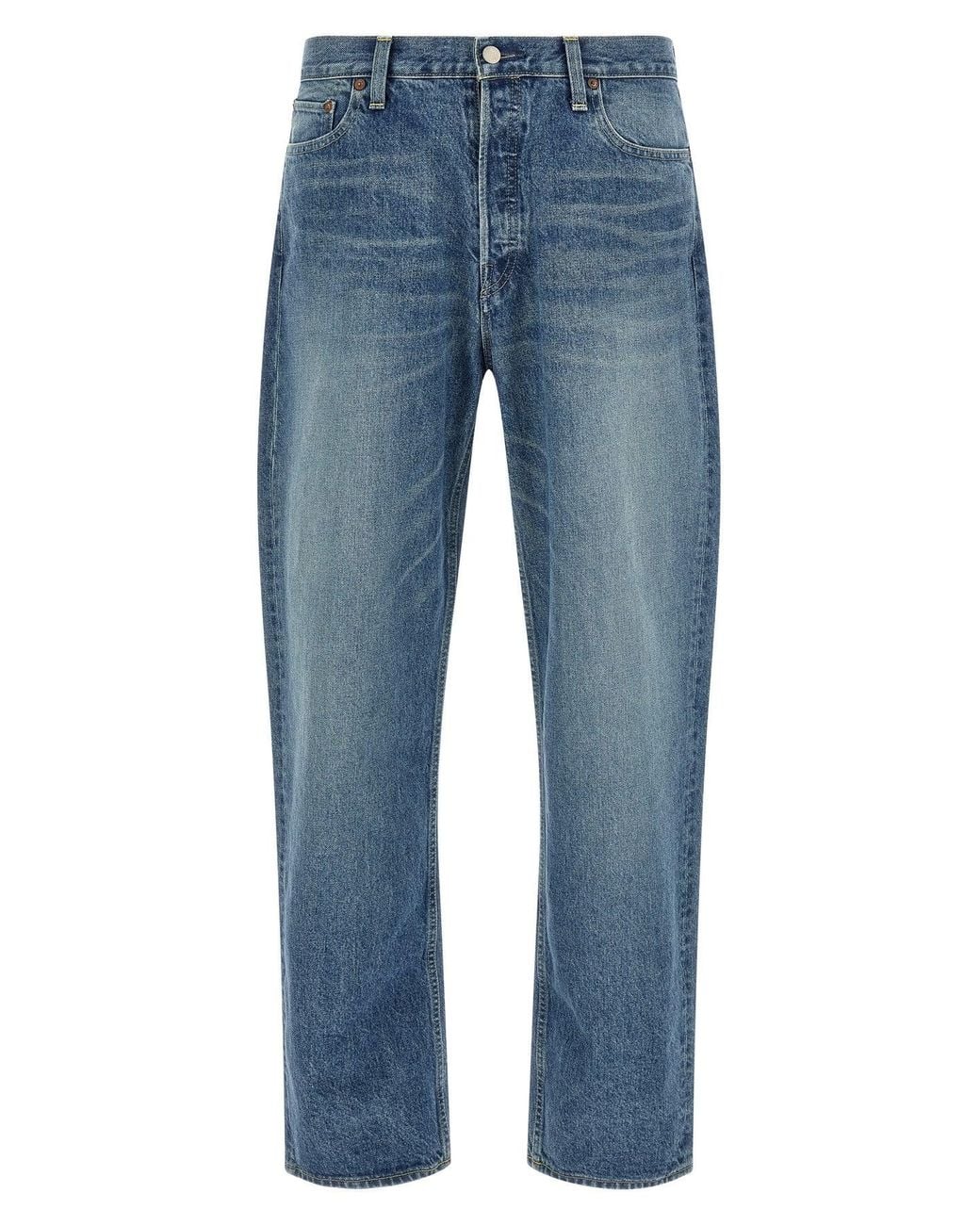 Ssstein Blue Cotton Denim Trousers for men