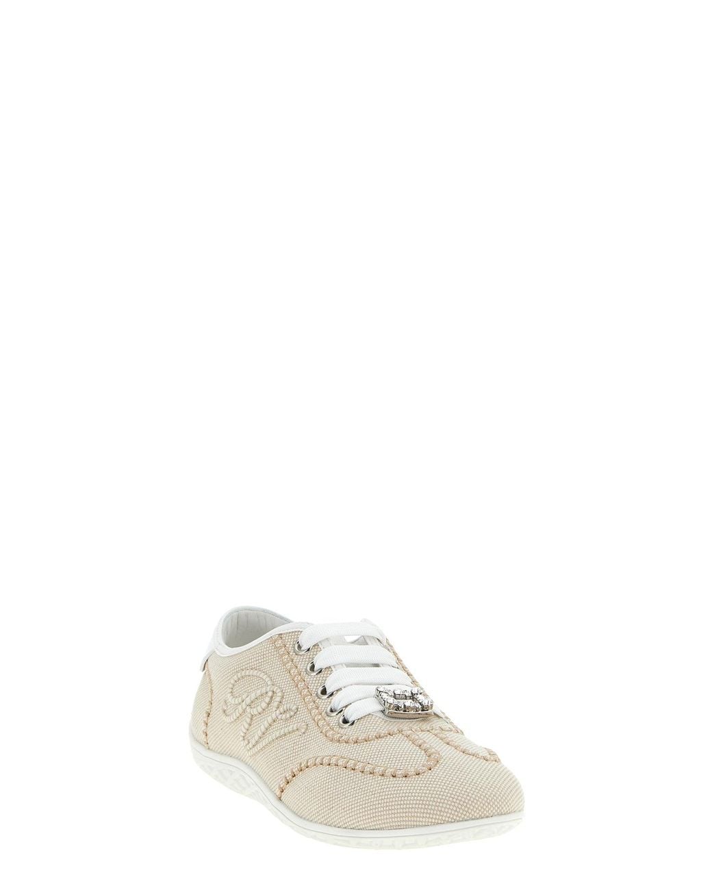 Roger Vivier Natural Sneaker With Crystal Buckle