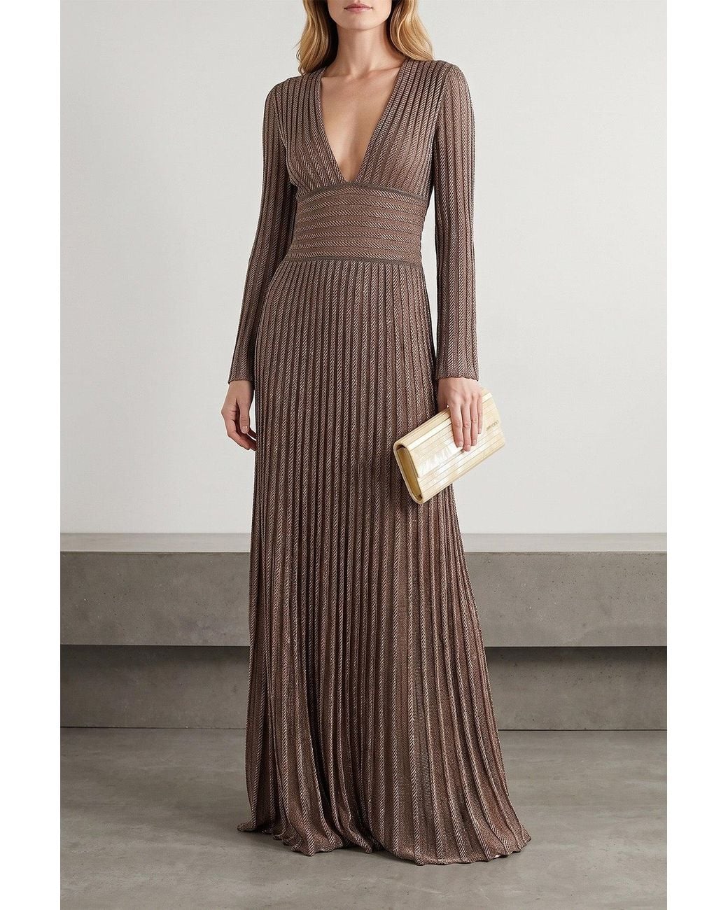 Missoni Brown Luminous Metallic Knit Gown