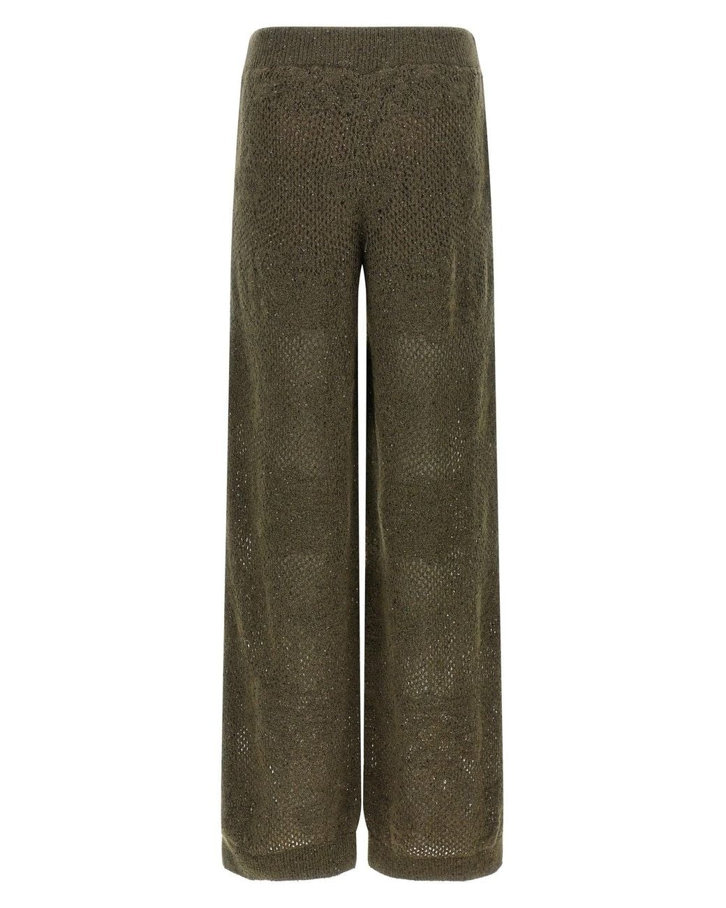 Brunello Cucinelli Green Track Flower Lace Trousers