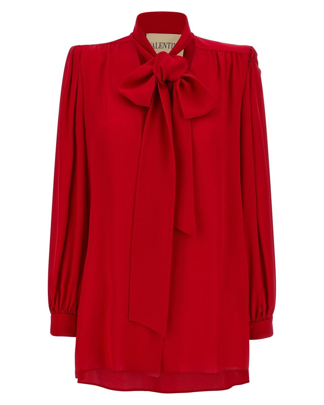 Valentino Garavani Red Silk Shirt With Bow