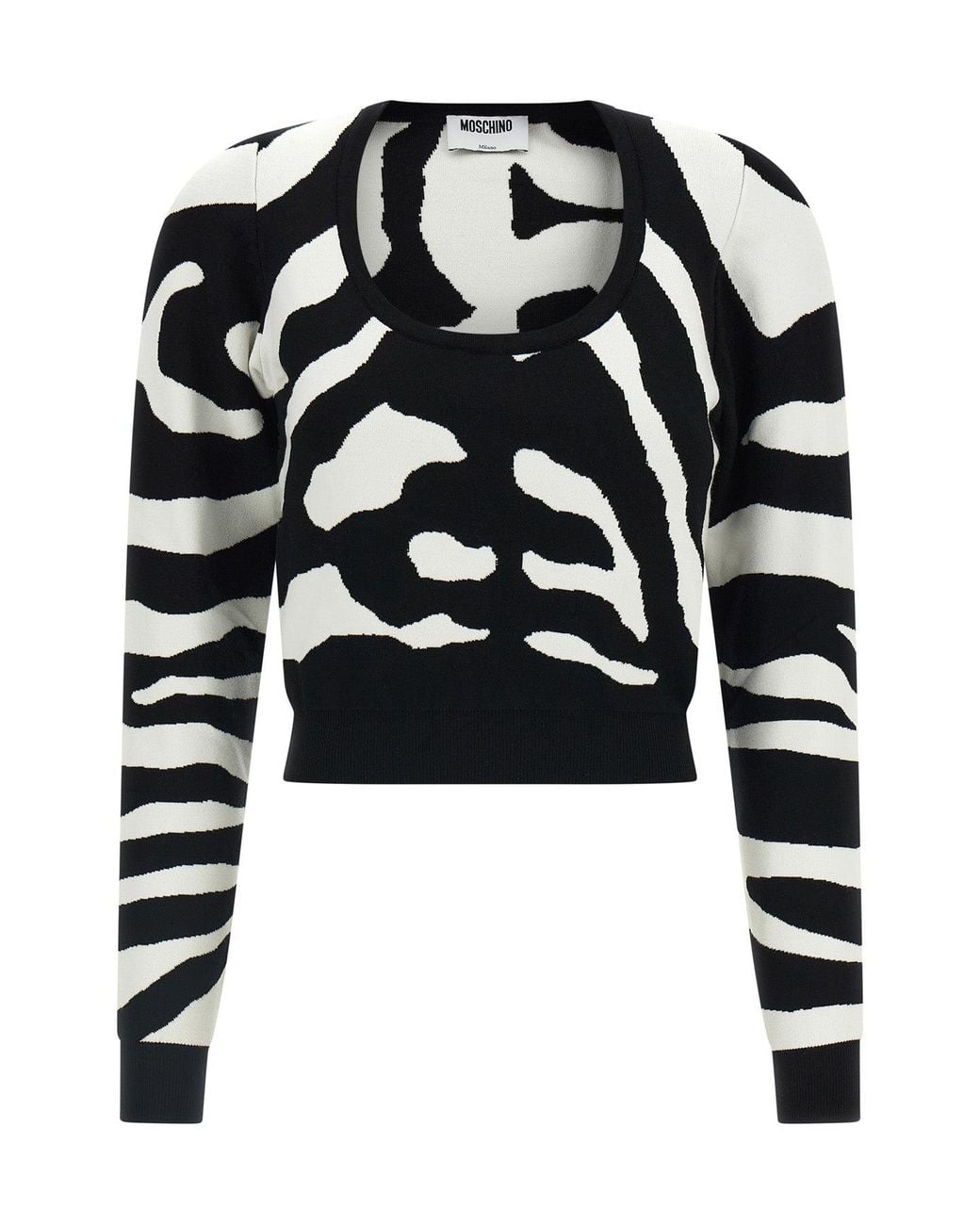 Moschino Black Zebra Intarsia Knit Sweater