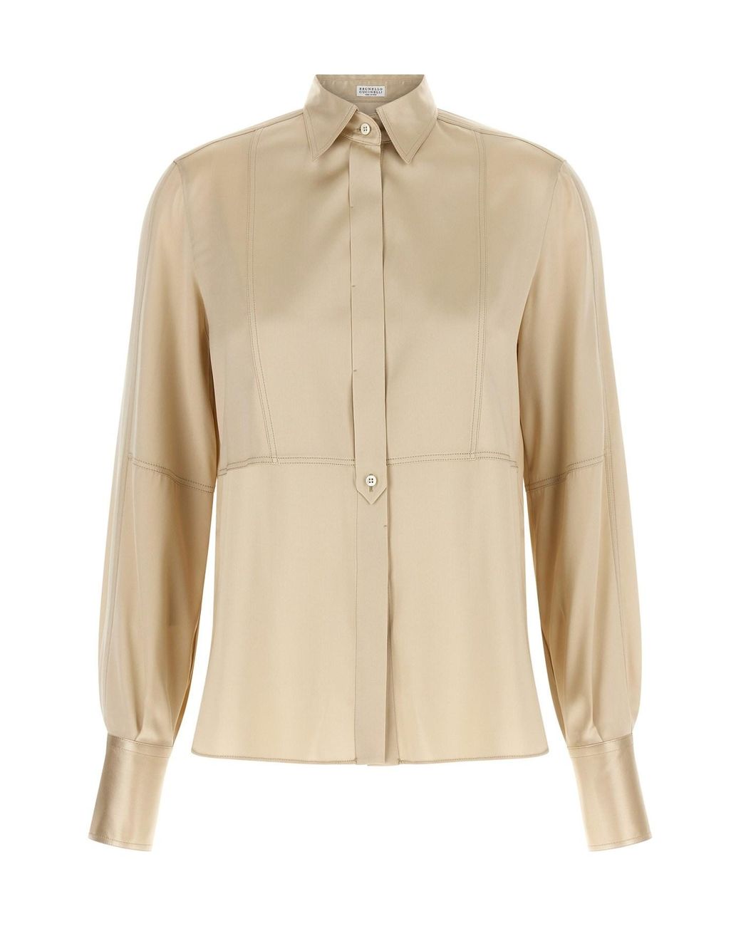 Brunello Cucinelli Natural Satin Silk Shirt