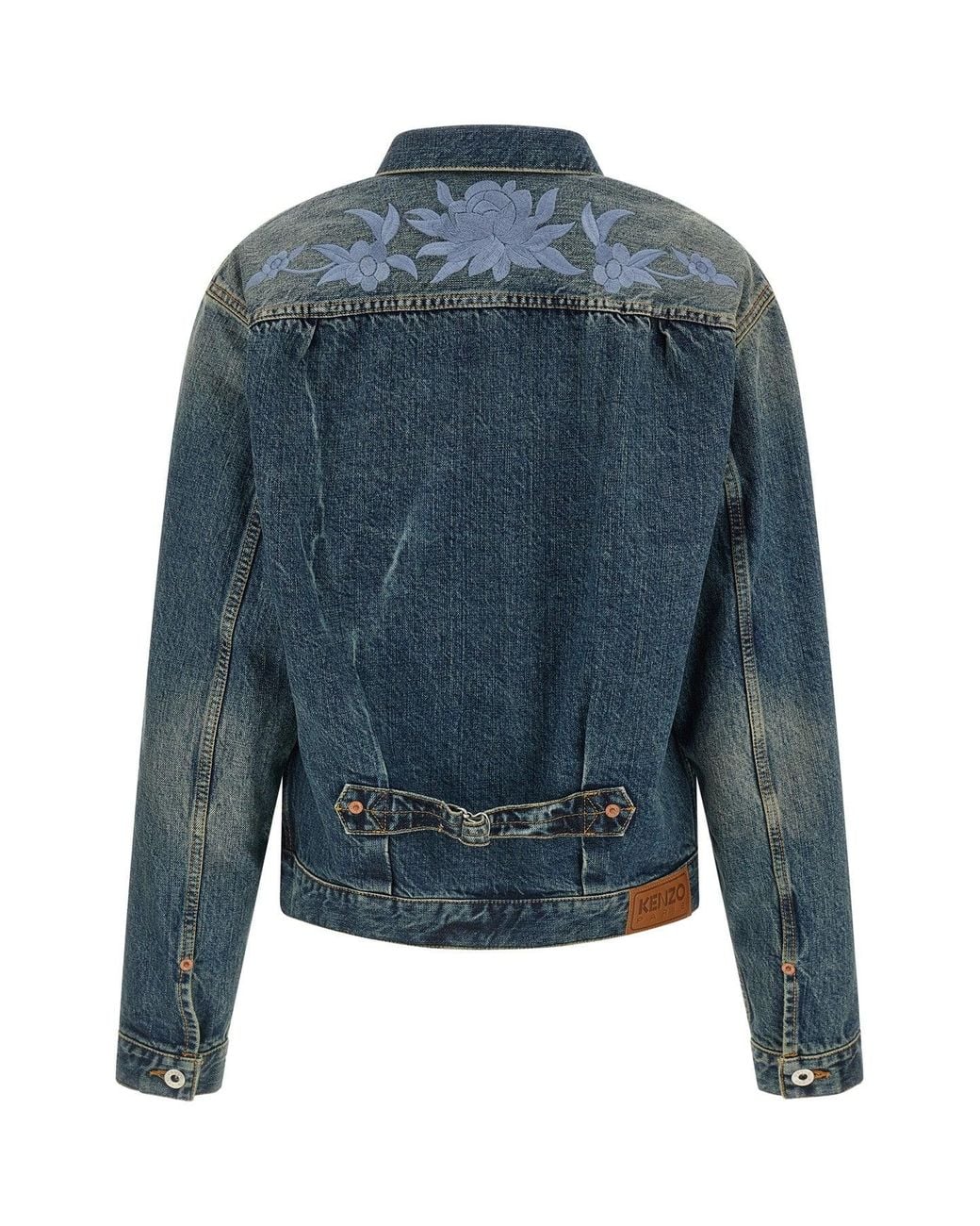 KENZO Blue Floral Embroidered Denim Jacket for men