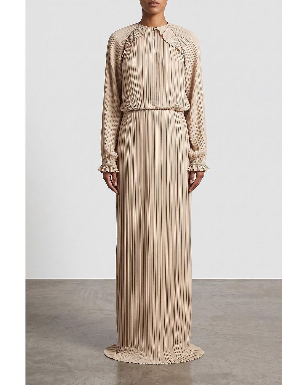 Fabiana Filippi Natural Long Pleated Dress
