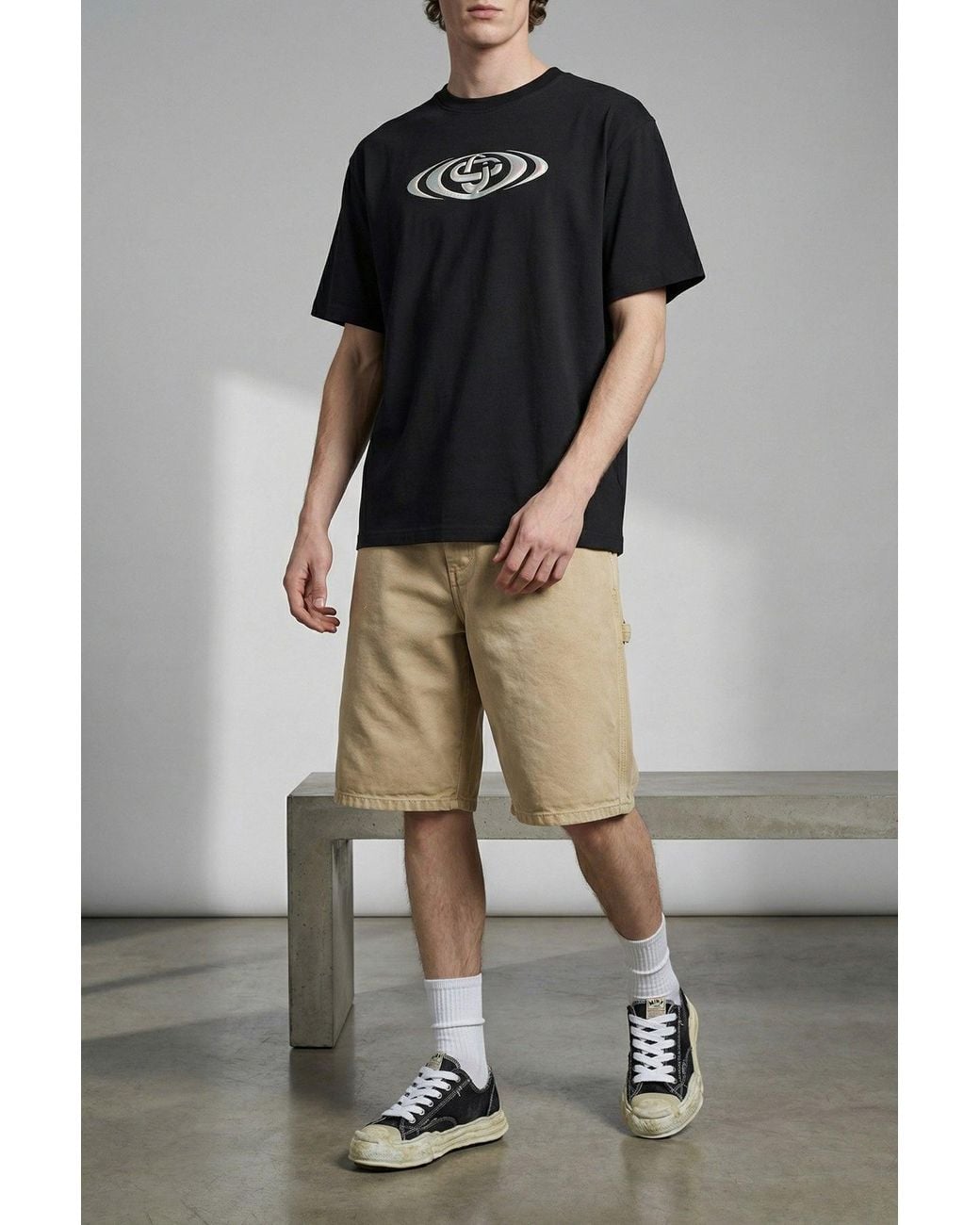 Casablanca Black Warped Logo Cotton T-Shirt for men