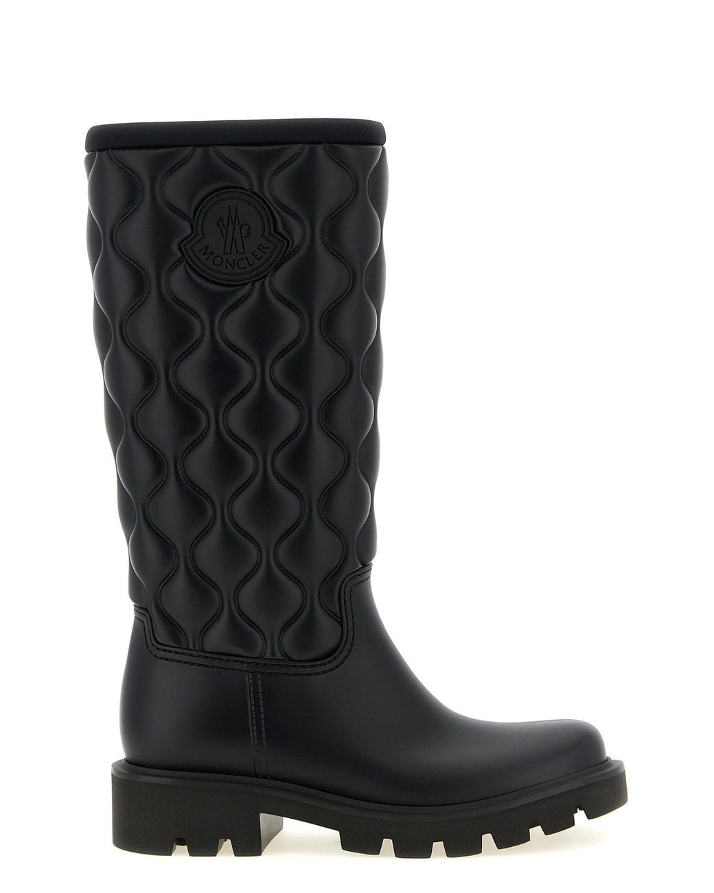 Moncler Black Knee-High Boots With Quilted Effect