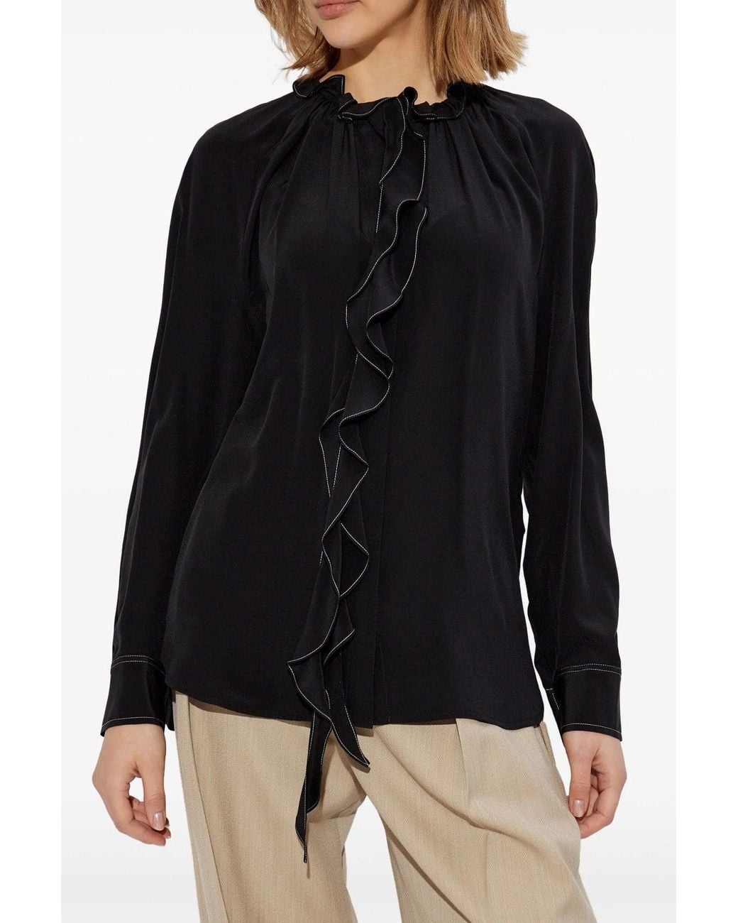 Victoria Beckham Black 'Ruffle' Blouse