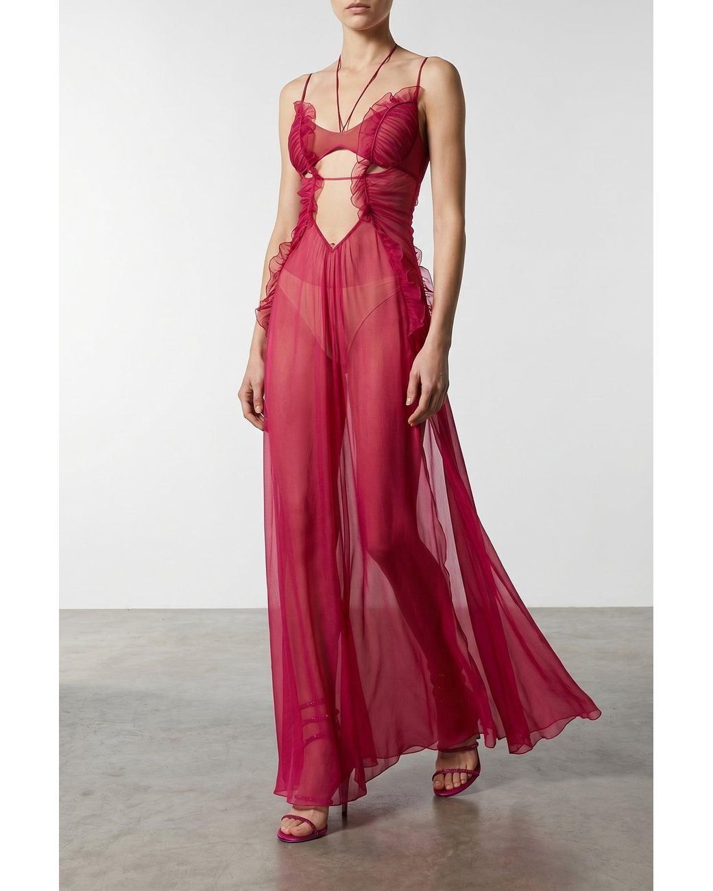 Nensi Dojaka Red Gown With Cut-Out Details