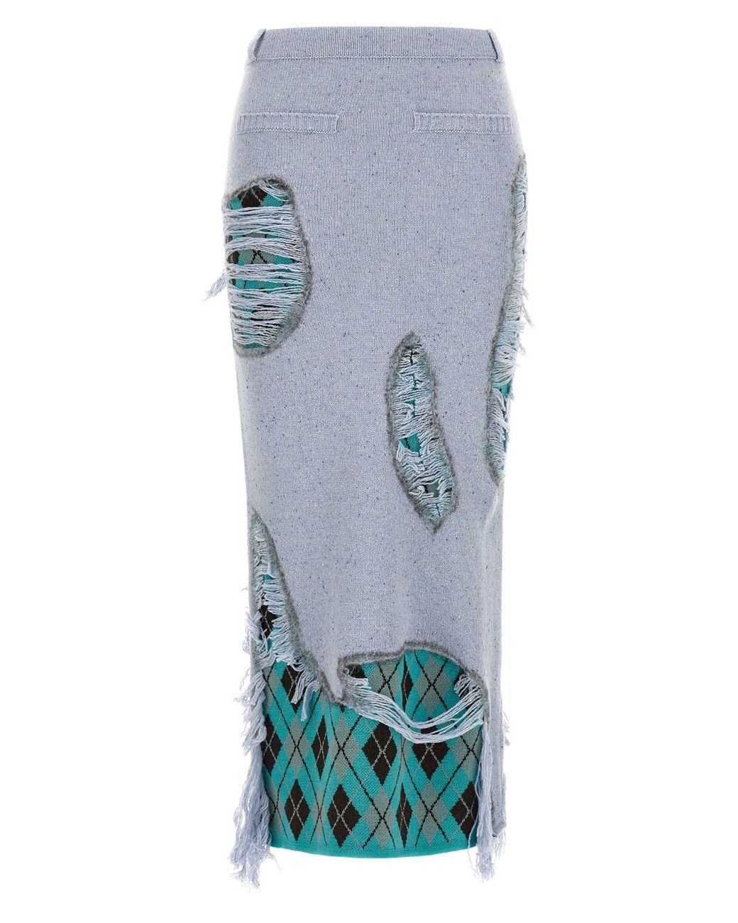 Moschino Blue 'deconstructed Argyle' Skirt