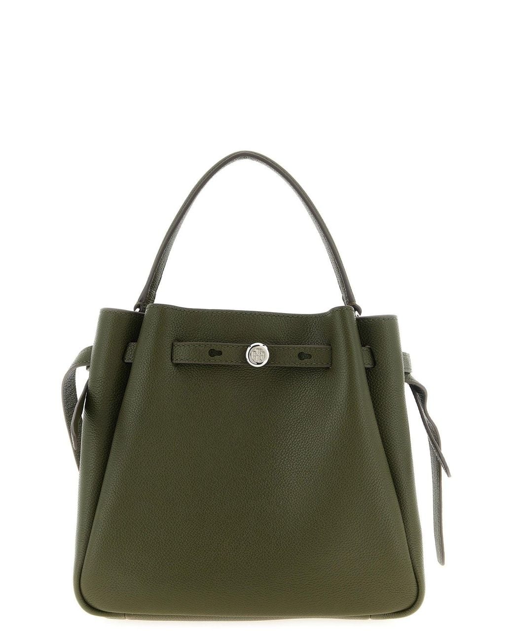 Tory Burch Green Bucket Bag With Belted Closure