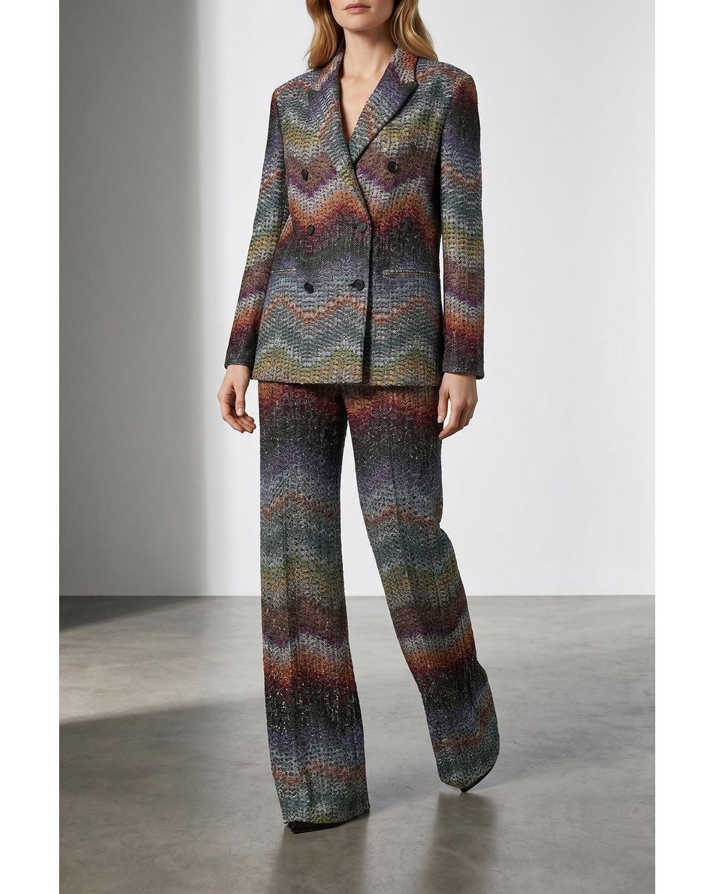 Missoni Gray Zig-Zag Lamé Trousers
