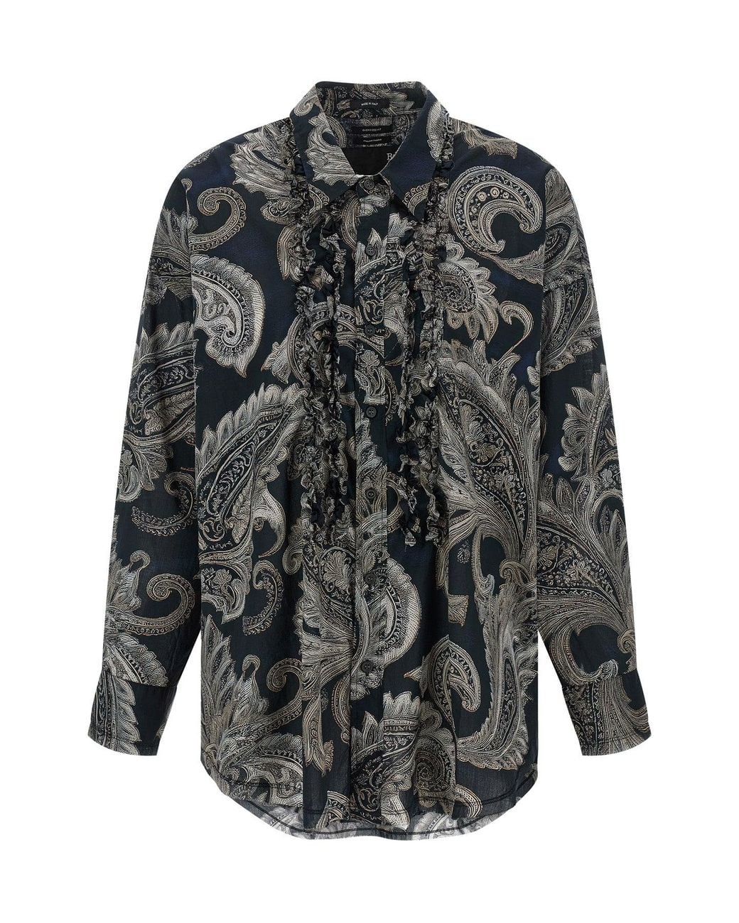 R13 Gray Oversized Shirt With Frayed Edges